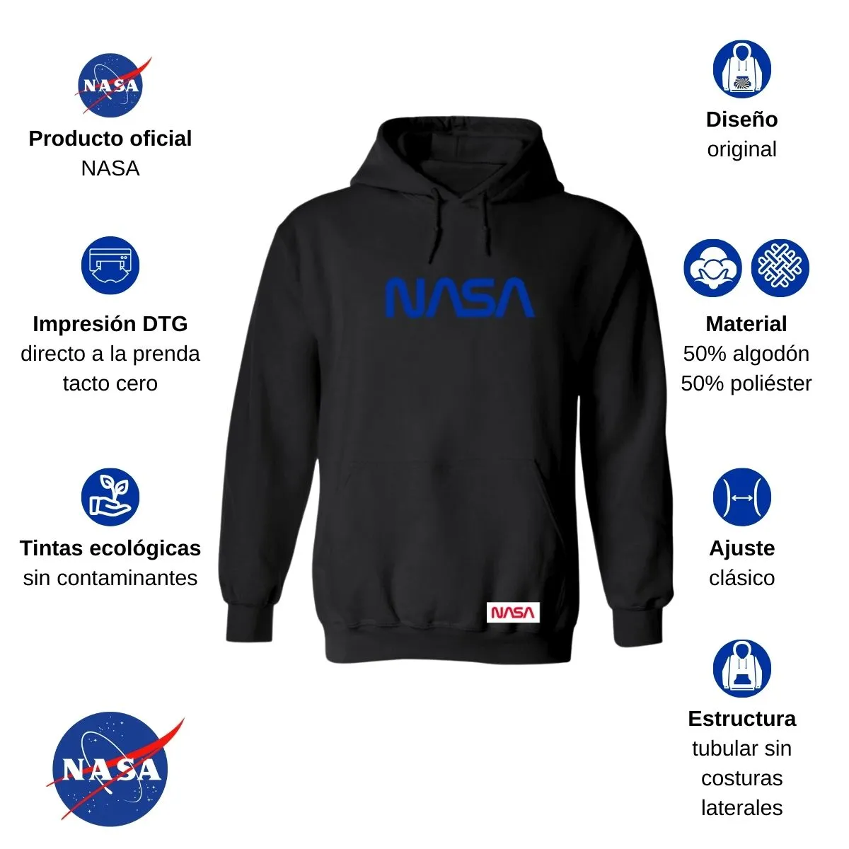 Sudadera para Mujer Hoodie Nasa Worm Blue