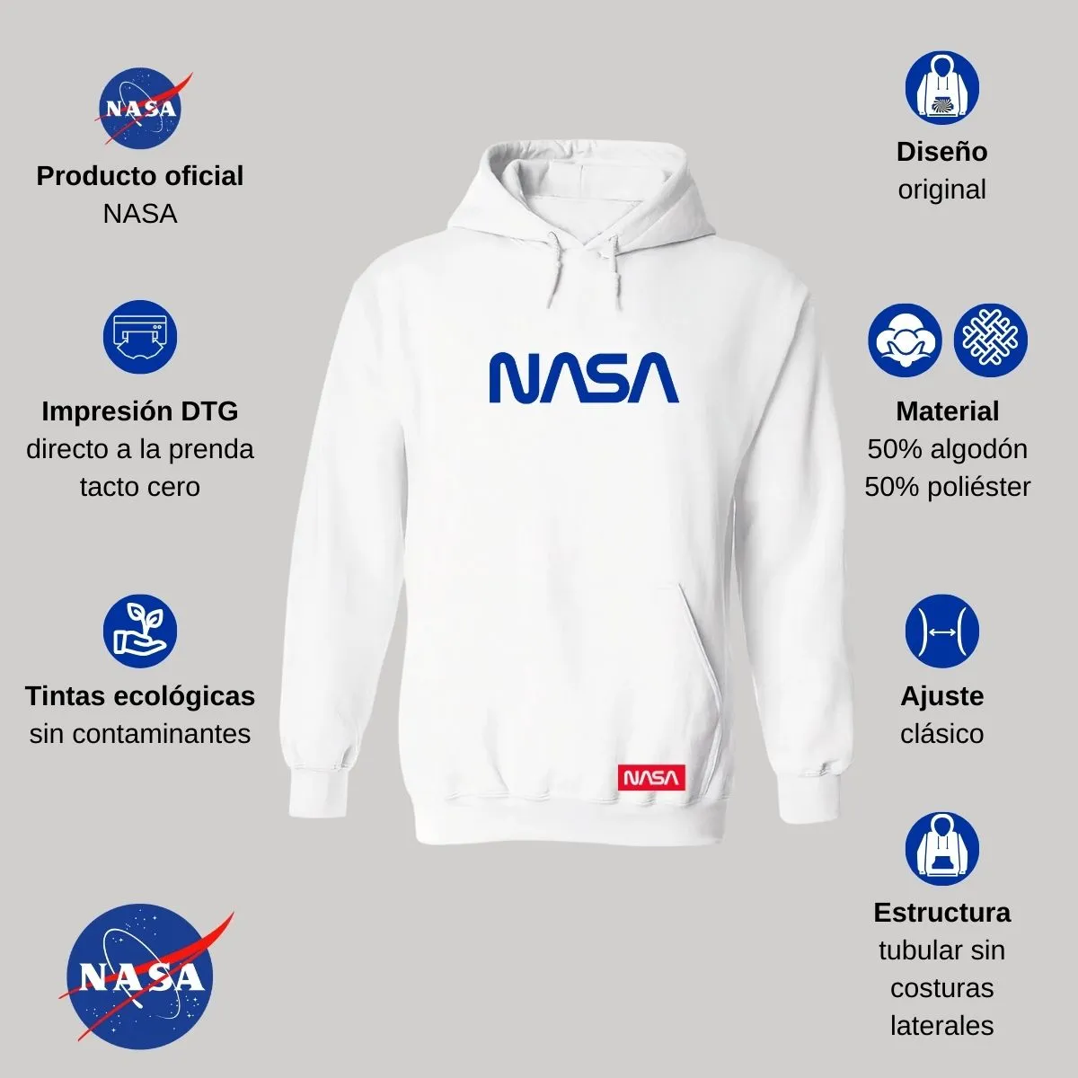 Sudadera para Mujer Hoodie Nasa Worm Blue