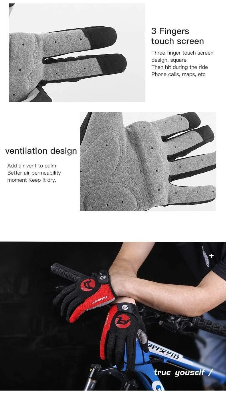 Summer Bicycle Full Finger Cycling Bike Gloves Absorbing Sweat for Men and Women Bicycle Riding Outdoor Sports Protector