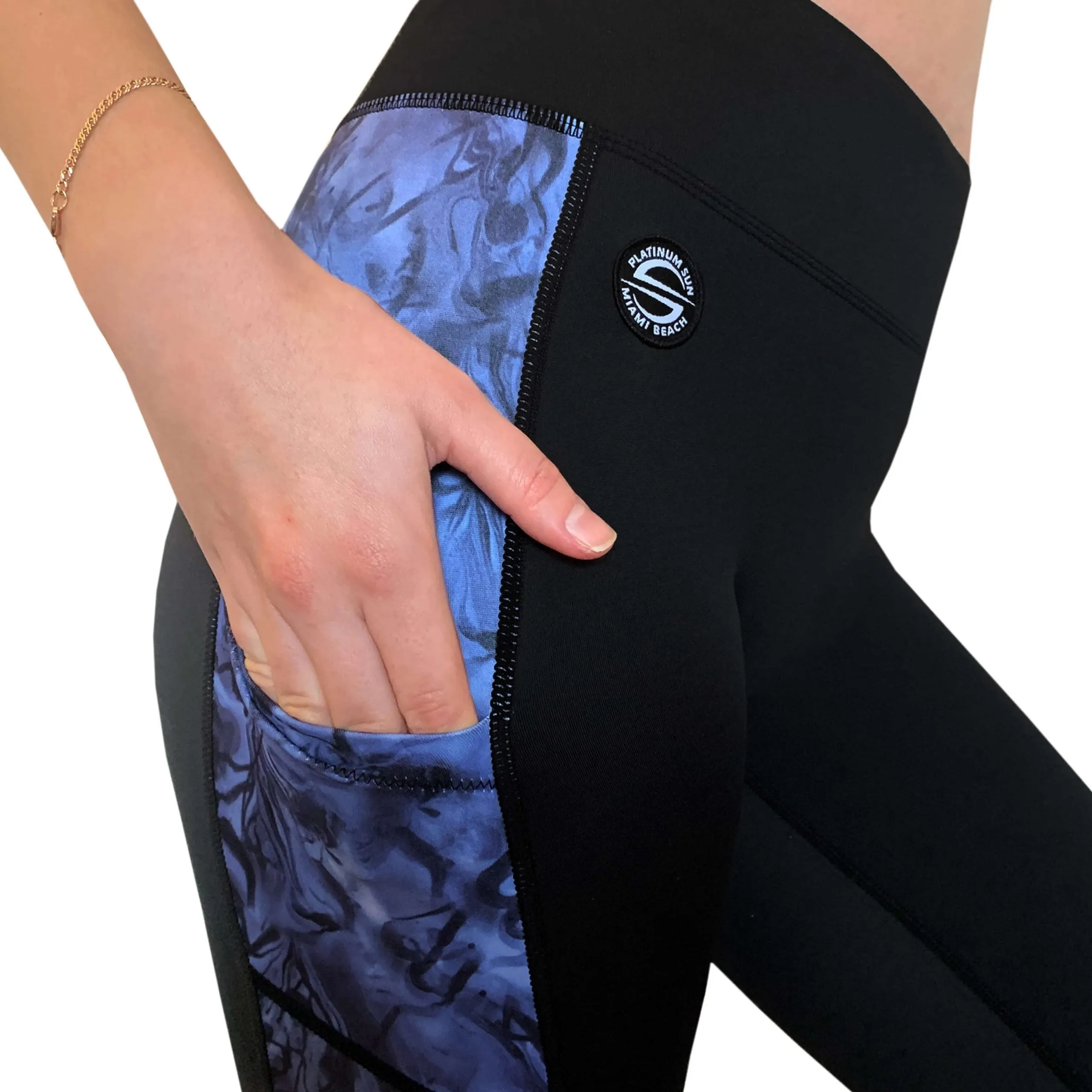 Swim Leggings for Women UPF 50 | Marble - Black Simple