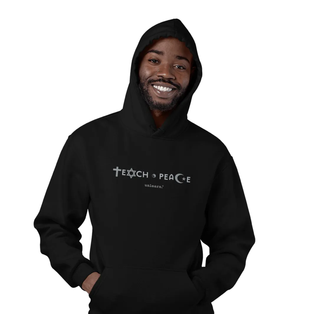 Teach Peace - Relaxed Fit Black Fleece Hoodie*