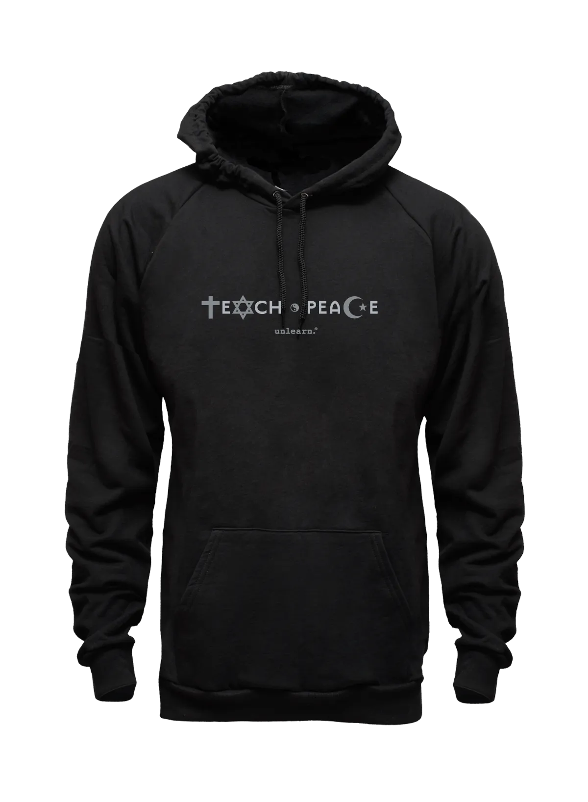 Teach Peace - Relaxed Fit Black Fleece Hoodie*