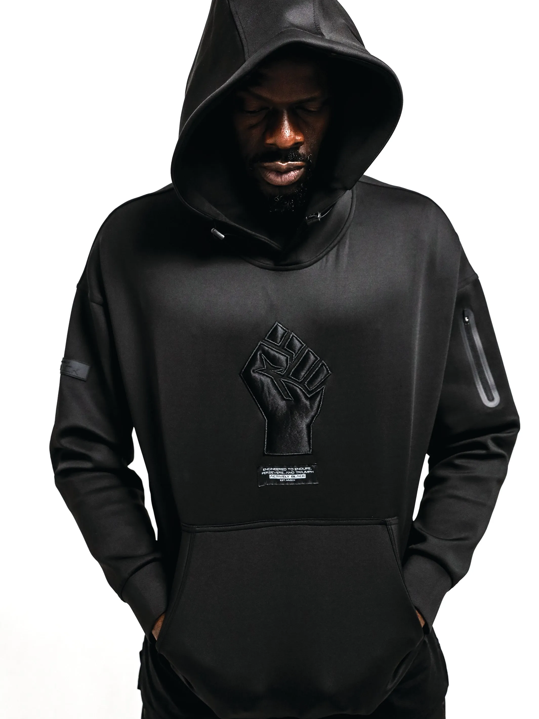 Unisex Black Fist Performance Tech Hoodie