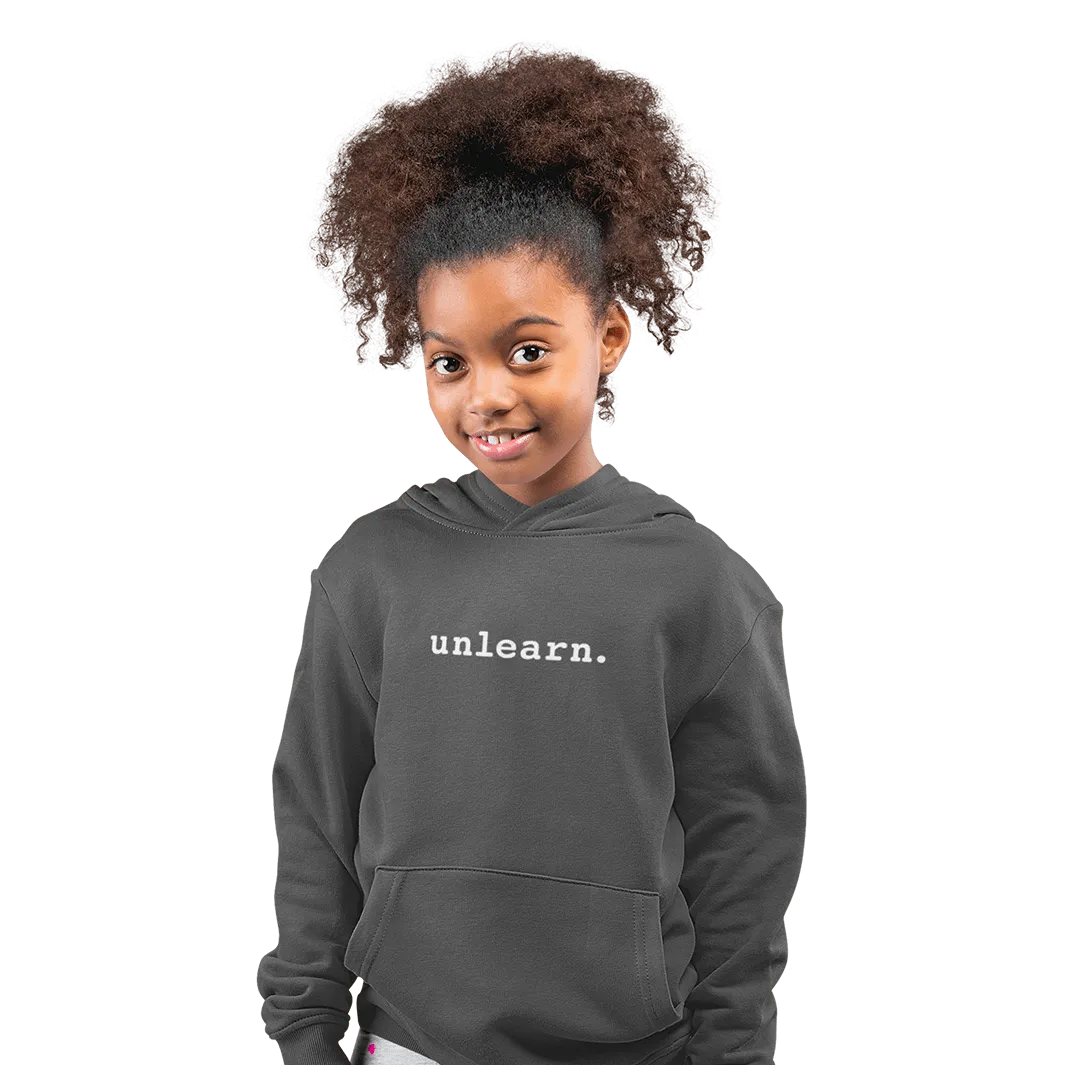 unlearn. logo - Dark Heather Grey Youth Hoodie*