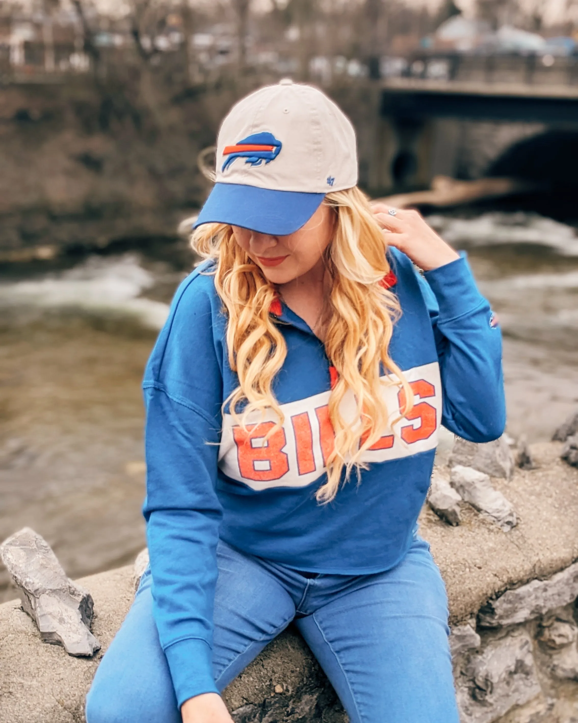 Women's '47 Brand Buffalo Bills Next Level Remi Cropped Quarter-Zip