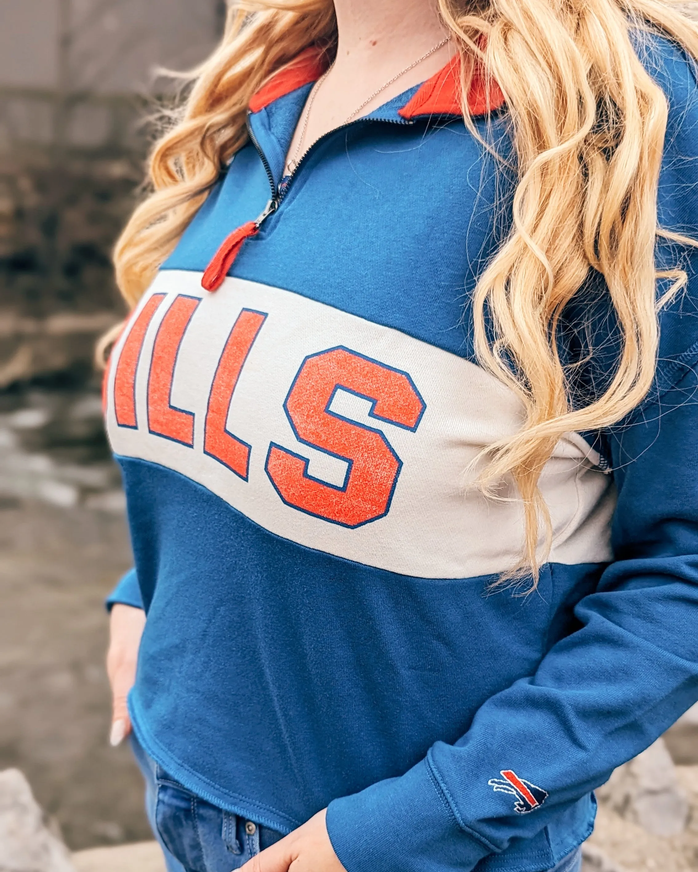 Women's '47 Brand Buffalo Bills Next Level Remi Cropped Quarter-Zip