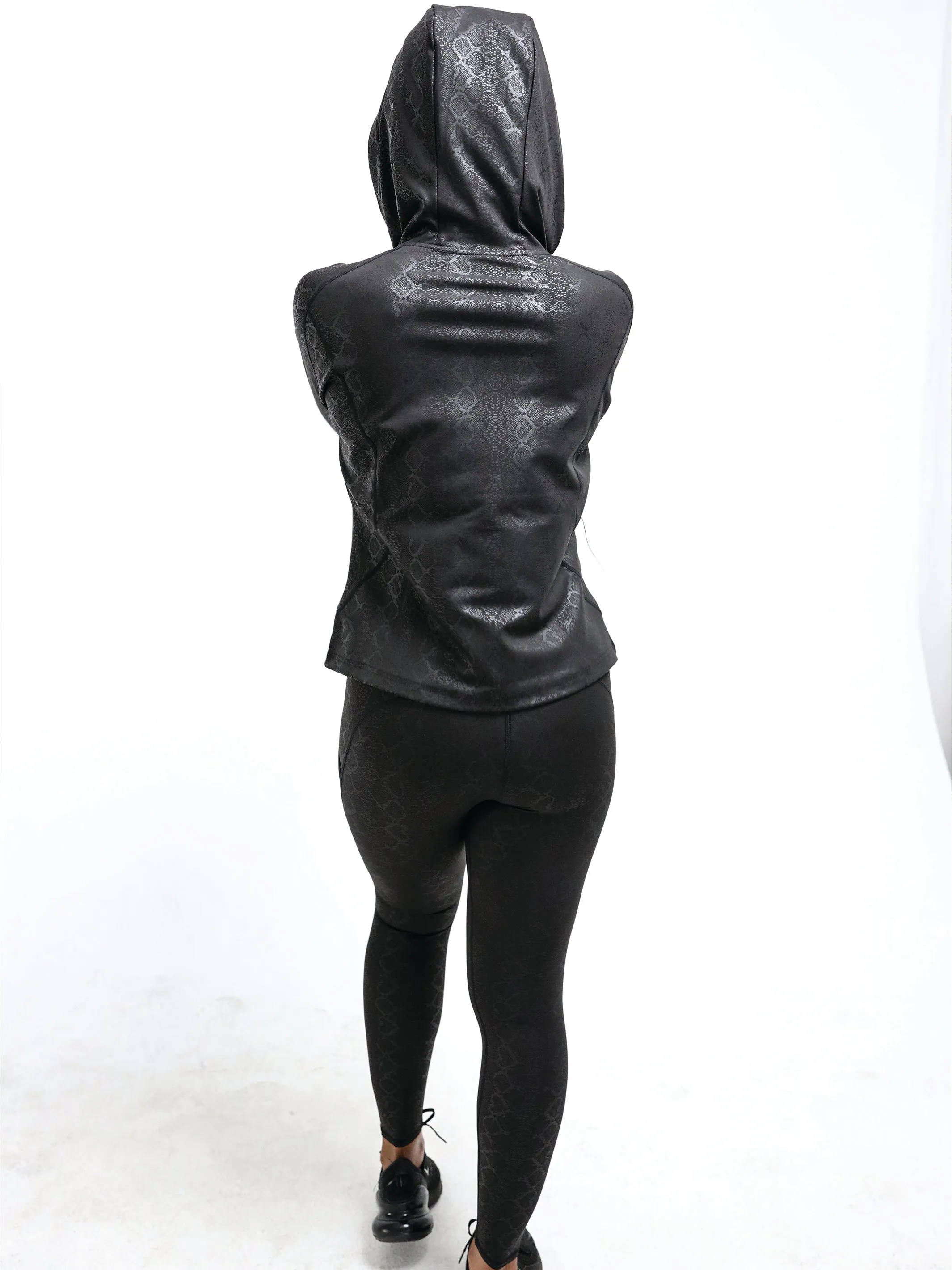 Women's Black Python Zipper Hoodie