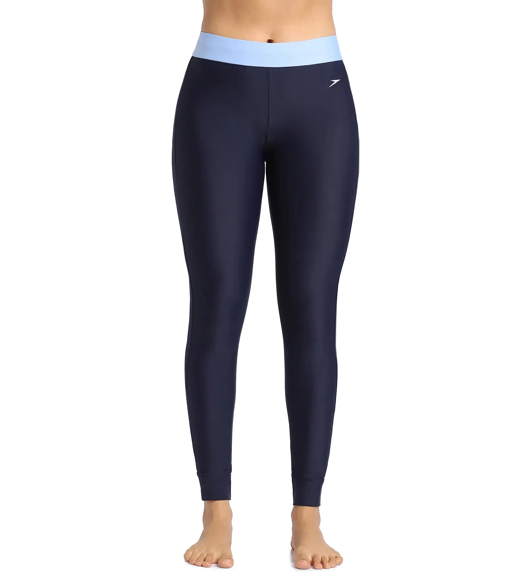 Women's Endurance Solid Contrast Leggings   - True Navy &  Curious Blue